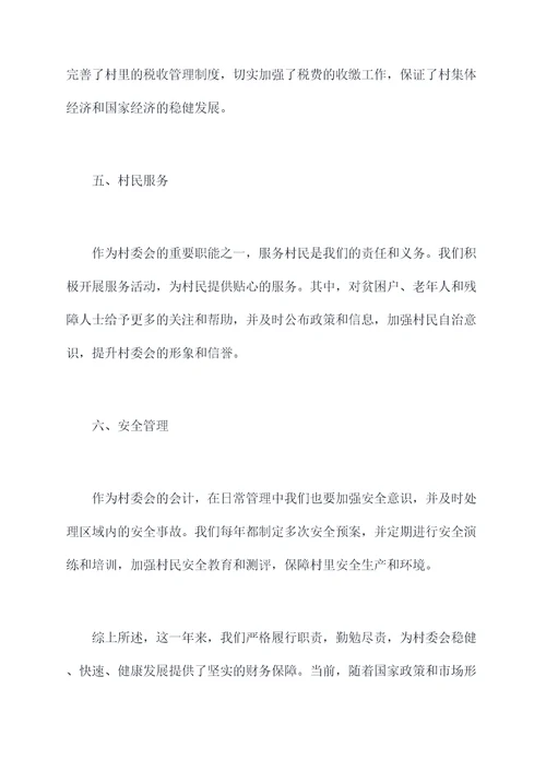 村会计年度述职报告