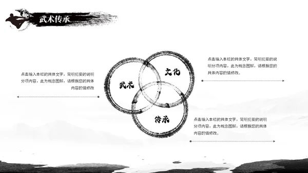 简约黑白泼墨中国风中国武术文化培训ppt模板中国传统文化