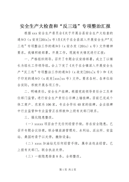 安全生产大检查和“反三违”专项整治汇报.docx