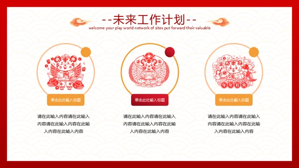 剪纸风虎年工作计划通用PPT模板