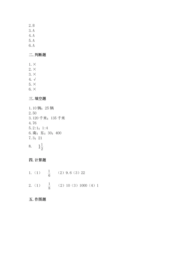 人教版六年级上册数学期末测试卷精品【名师系列】.docx