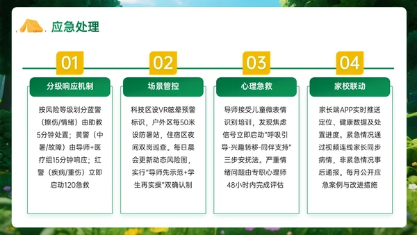 绿黄色3D立体暑假欢乐夏令营PPT模板