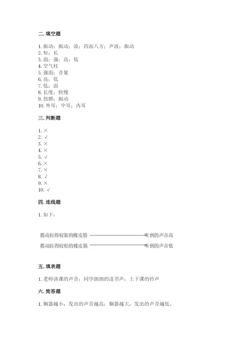 教科版科学四年级上册第一单元声音测试卷各版本.docx