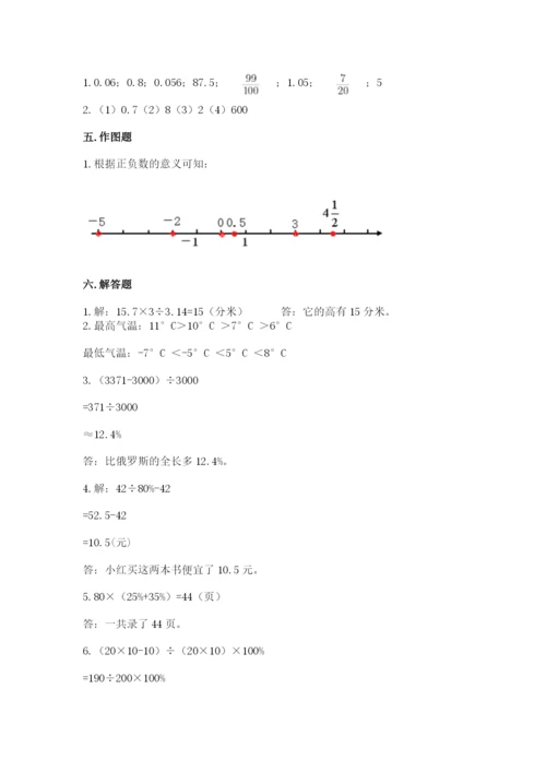田阳县六年级下册数学期末测试卷及完整答案1套.docx