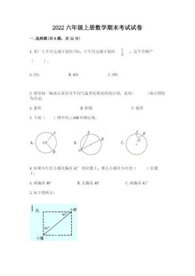 2022六年级上册数学期末考试试卷及答案（网校专用）.docx