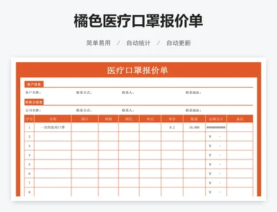 橘色医疗口罩报价单