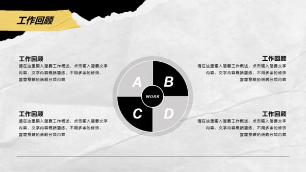 黄黑撕纸风工作总结汇报PPT模板