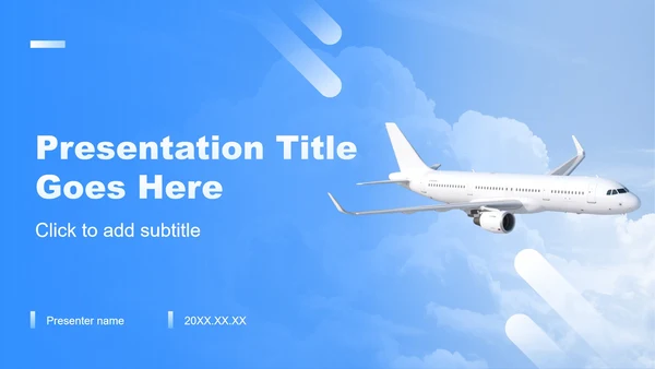 蓝色商务风航空航天主题商务演讲PPT主题模板