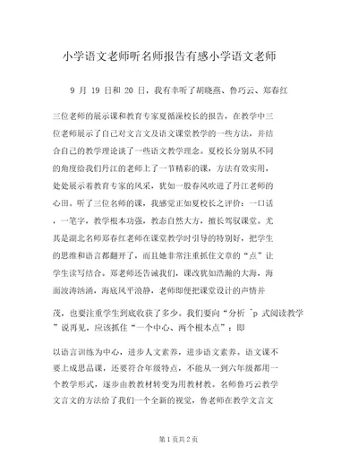 小学语文教师听名师报告有感小学语文教师