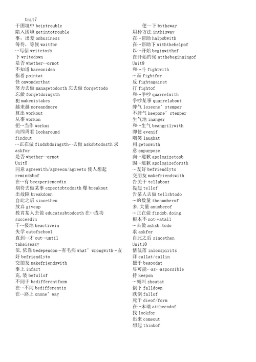 英语基础模块上112短语