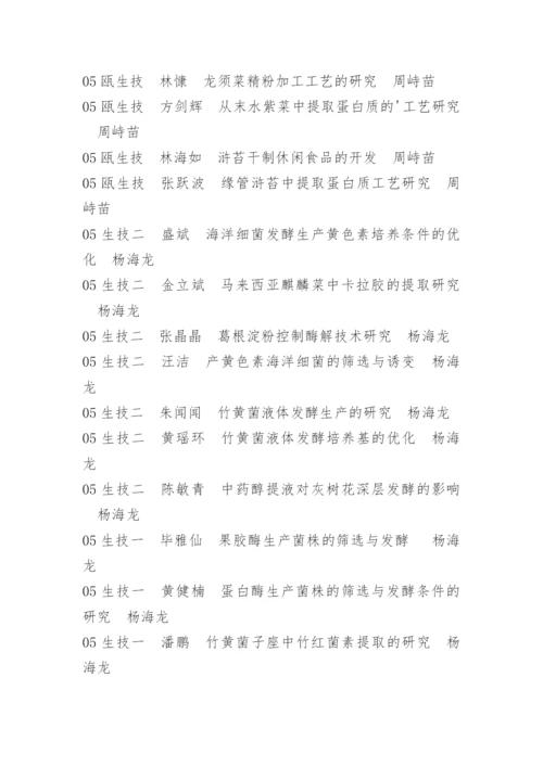 生命与环境科学学院2009届毕业设计（论文）答辩工作计划.docx