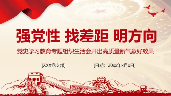 党史学习找差距明方向 PPT课件模板
