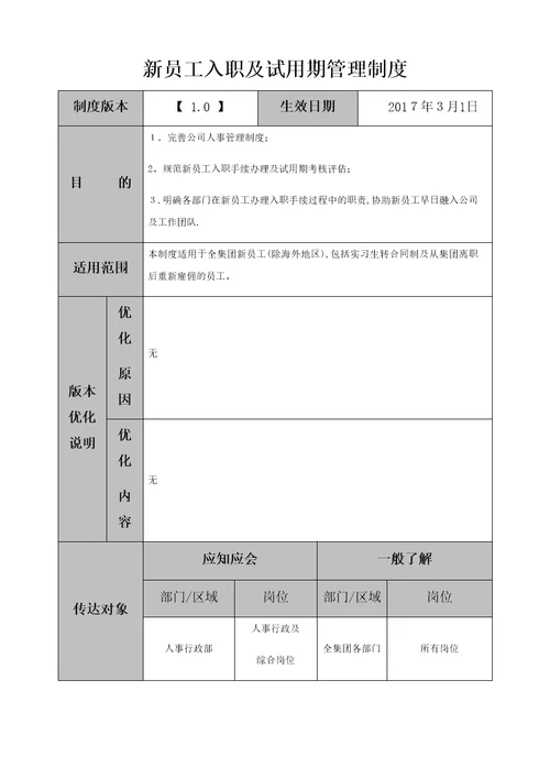 新员工入职及试用期管理制度