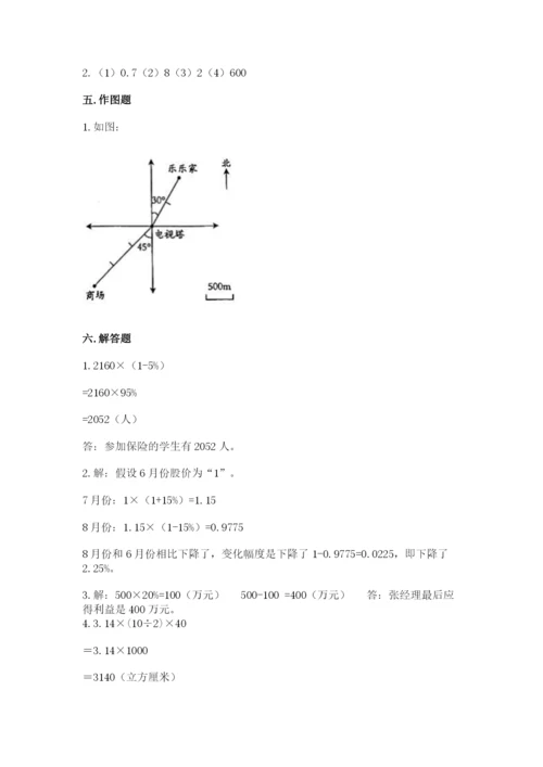 长沙市雨花区六年级下册数学期末测试卷及参考答案.docx