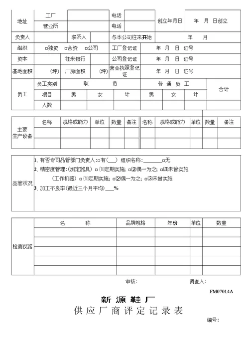 新源鞋厂程序文件采购控制程序