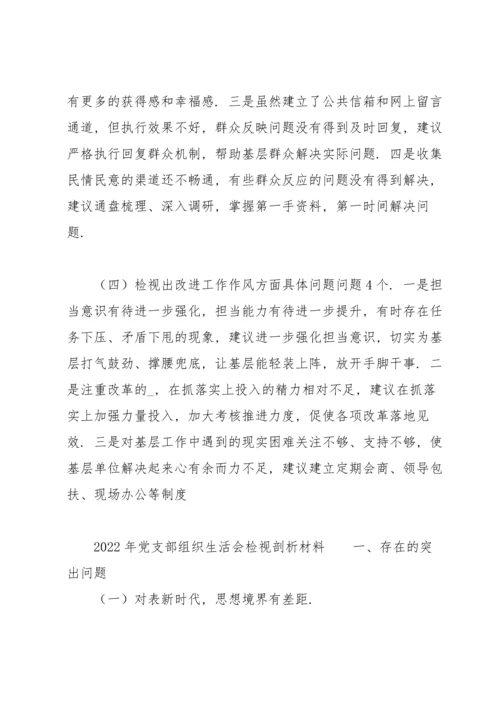 2022年党支部组织生活会检视剖析材料.docx