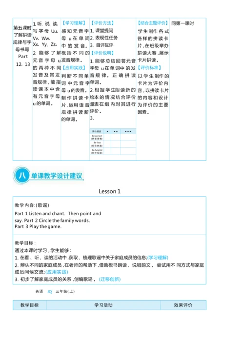 Unit 6 Meet my family单元整体教学设计5课时