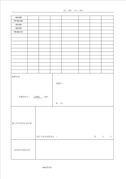 污水管道工程报验全套资料完整版