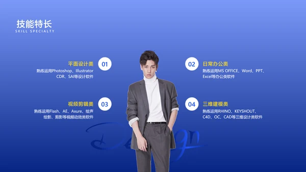 简约风个人简历蓝色简历商务风PPT套装