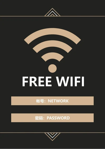 WiFi帐号密码标识(A4打印)