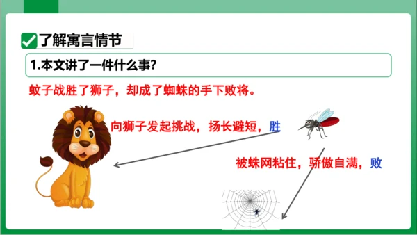 24  寓言四则 蚊子和狮子（课件）【2023秋人教七上语文高效实用备课】(共18张PPT)