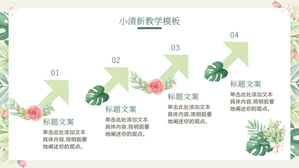 花环绿色清新教学PPT模板