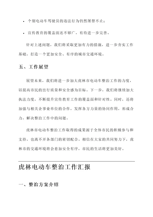 虎林电动车整治工作汇报