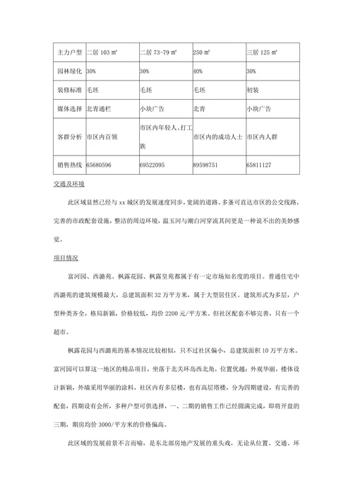 区东北部地区市场调查报告