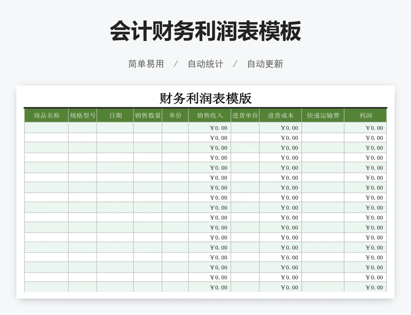 会计财务利润表模板