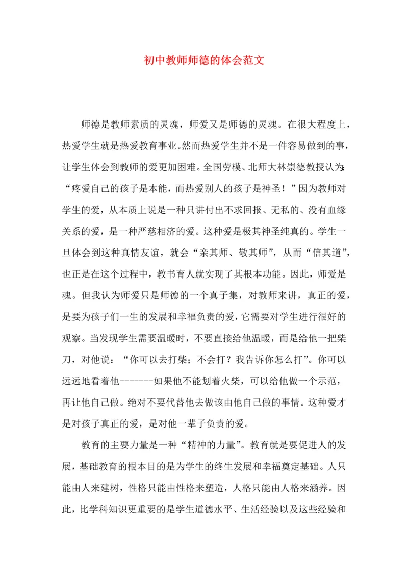 初中教师师德的体会范文.docx