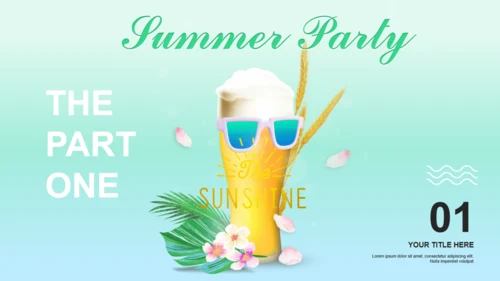 清爽夏日海边沙滩通用PPT模板