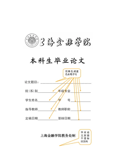 上海金融学院本科生毕业论文装订顺序及范文样式讲解.docx