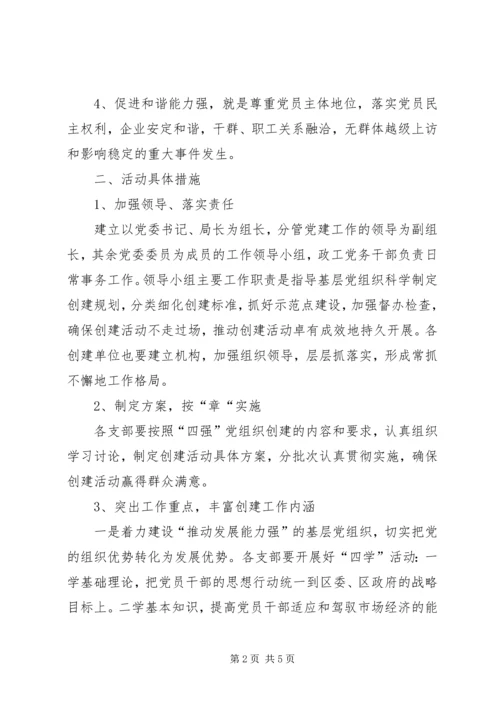 局创建四强党组织活动工作意见.docx