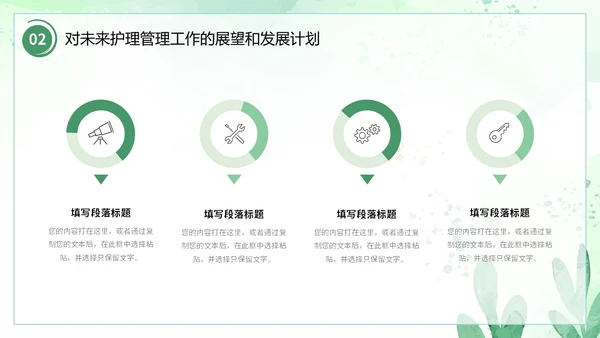 小清新风水彩花卉绿植护士长述职报告PPT
