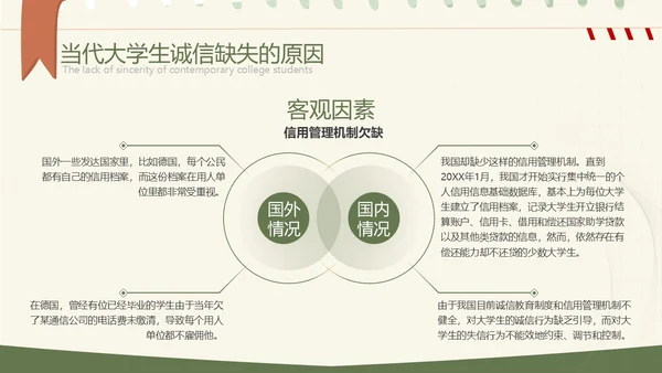 绿色小清新大学生诚信教育PPT模板主题班会