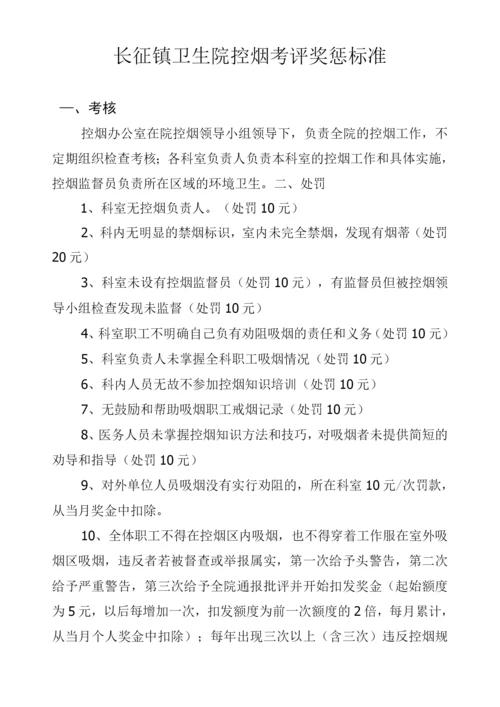 长征镇卫生院控烟考评奖惩制度、考评奖惩标准、考评奖惩记录表.docx