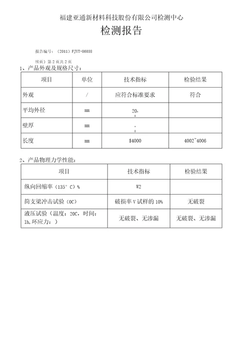 PPR所有检测报告