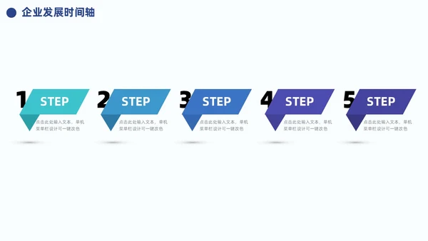 蓝色企业公司发展历程大事记时间轴PPT模板图表
