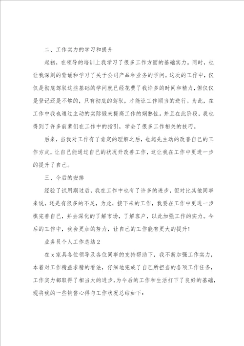 销售业务人员个人工作总结范文五篇