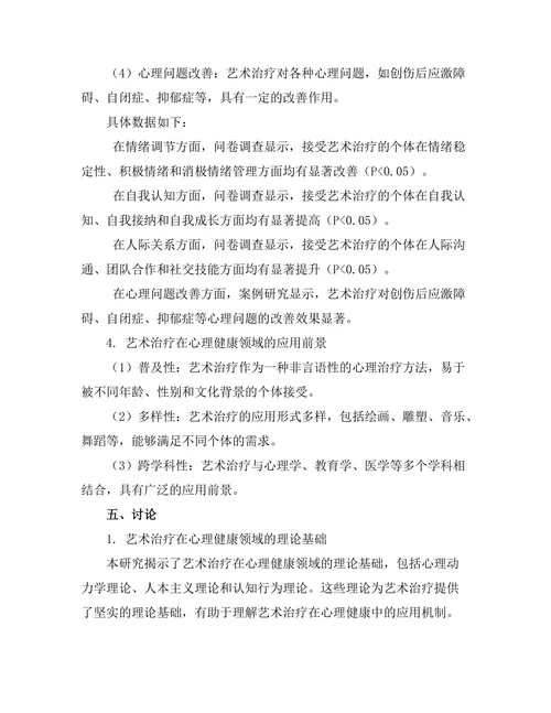 艺术治疗在心理健康中的应用与成效