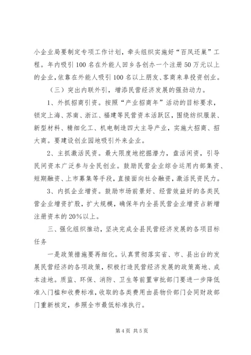 县加快民营经济发展动员大会上的讲话.docx