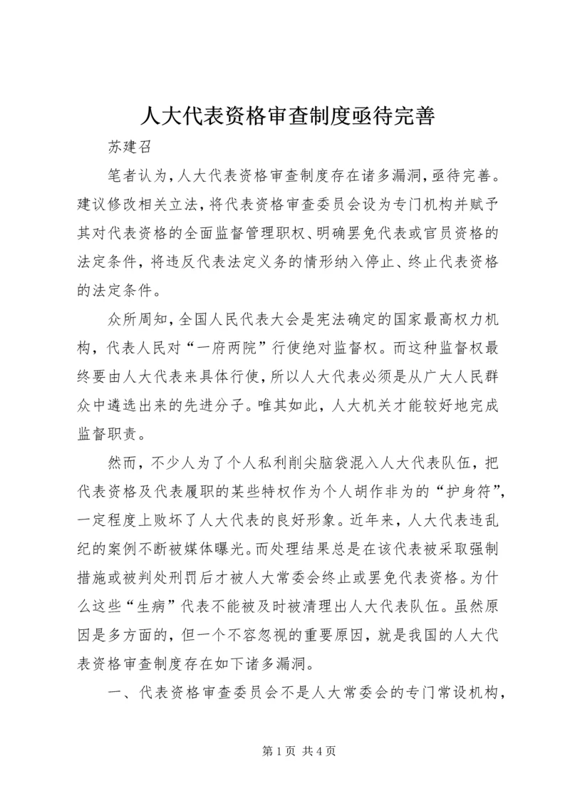 人大代表资格审查制度亟待完善.docx