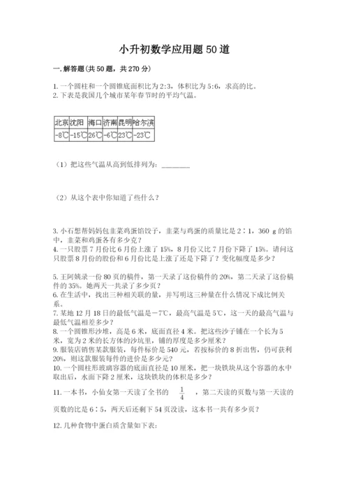 小升初数学应用题50道附完整答案（易错题）.docx