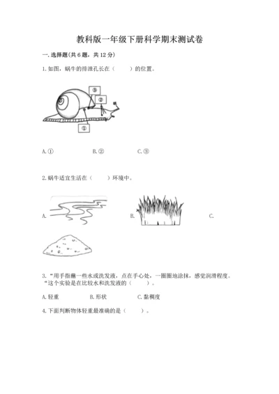 教科版一年级下册科学期末测试卷含完整答案【网校专用】.docx