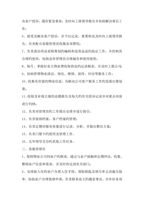 物业公司职能部门及岗位基本职责.docx