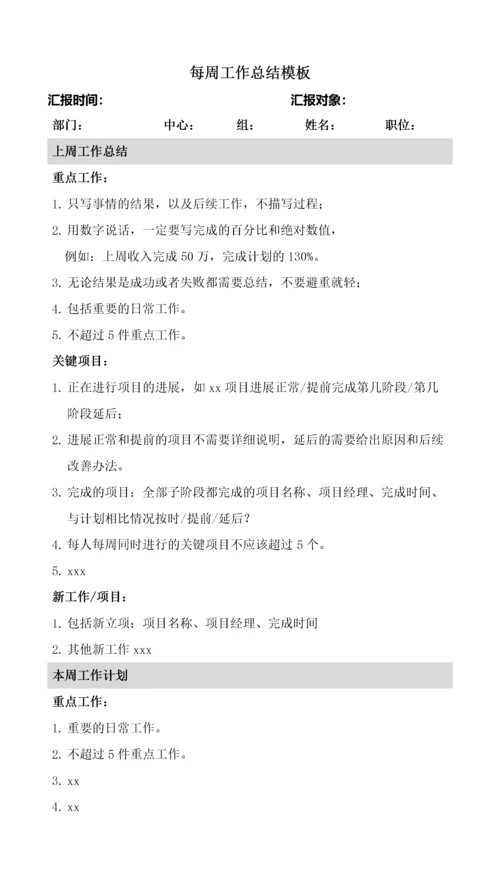 111每周工作总结模板.docx