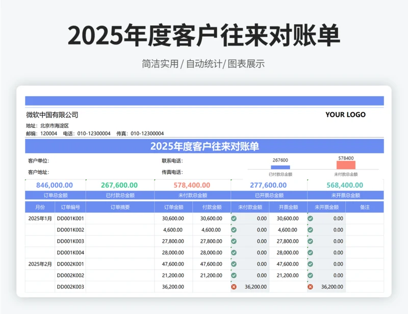 年度客户对账单