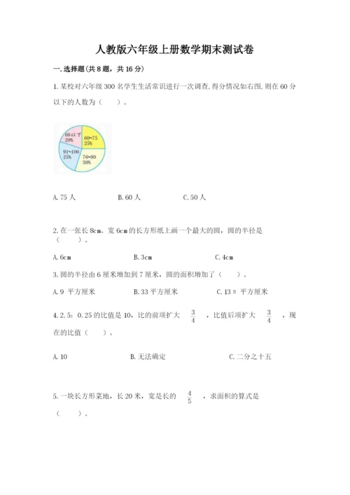 人教版六年级上册数学期末测试卷带答案（精练）.docx