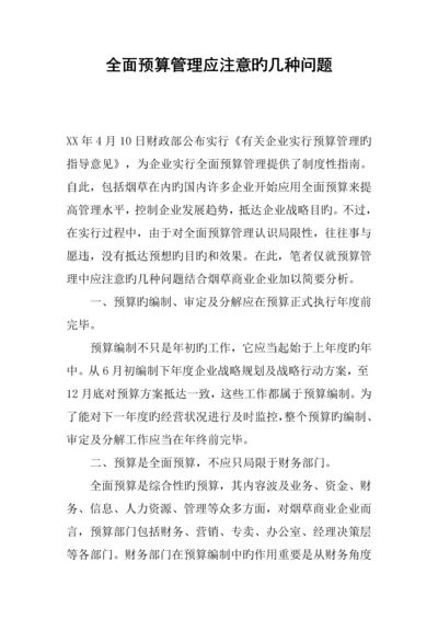 全面预算管理应注意的几个问题.docx