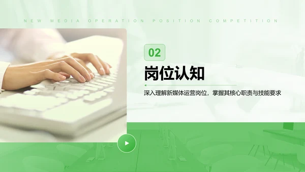 绿色简约风新媒体运营岗位竞聘PPT模板